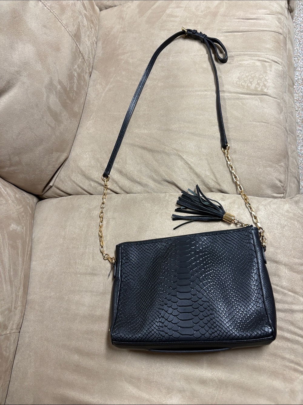 Gigi of New York Black  Crossbody Bag with Tassel